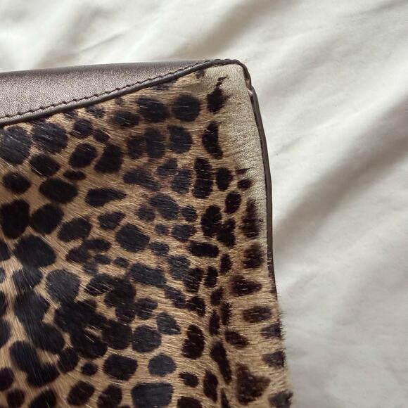 Vtg Y2K 2000s Brown Genuine Leather Animal Print Shoulder Purse - Picture 3 of 11